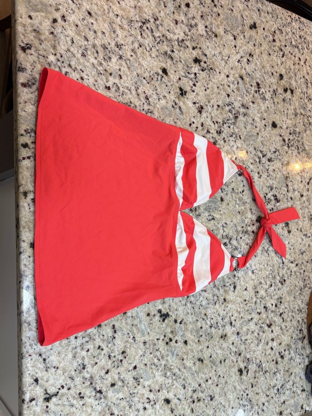 Chaps Coral and White Swim Top